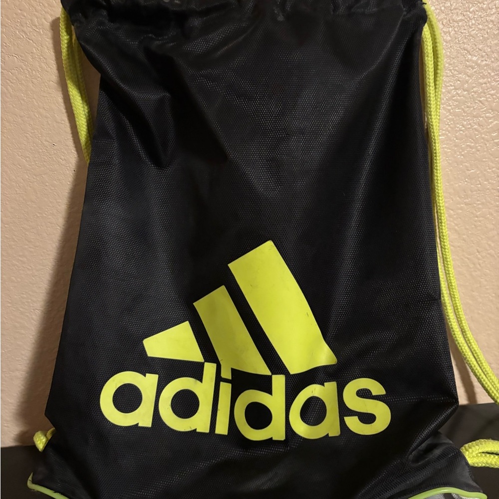 Adidas Black and Neon Green Gym Sack
